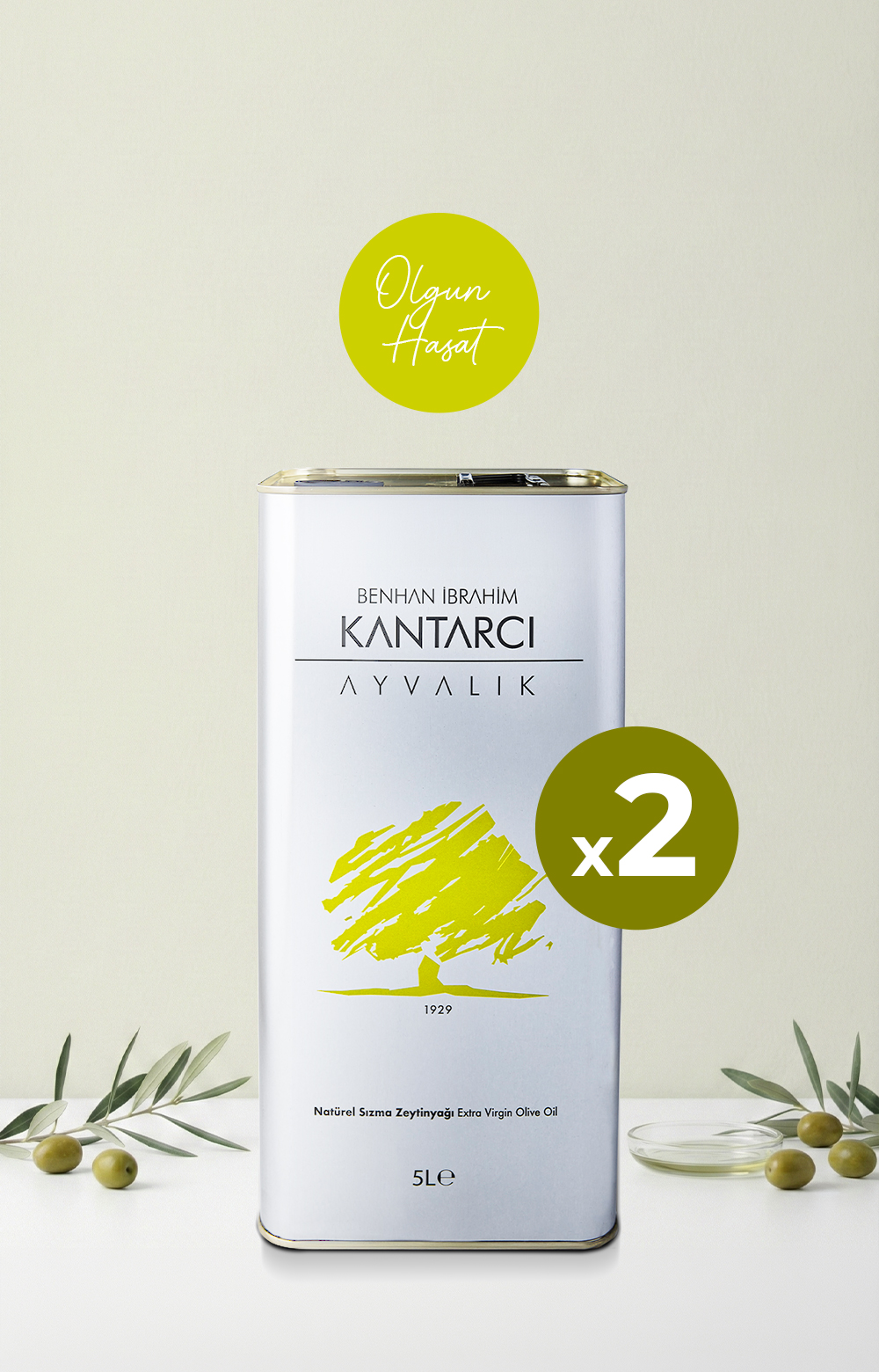 Natürel Sızma Zeytinyağı - Soğuk Sıkım, Olgun Hasat (2025-2026) 2'li Set